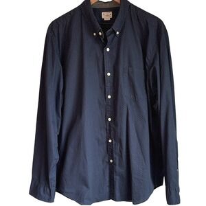 J.Crew Navy Micro-Dot Cotton Button-Up Shirt Men's XL